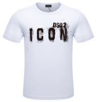 Camiseta de algodón DSQ2 con estampado de letras para hombre, camiseta informal de manga corta con cuello redondo, tendencia versátil