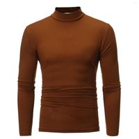 Men's Thirts Fashion Autumn Winter Color Cotton Cotton Turtleneck T-shirt T-Shirt Slim Disual Pullovers Basic Tops Camiseta Hombre#G3