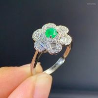 Anelli a grappolo anello smeraldo smeraldo 3mm 3mm senza impegno gemma solido matrimonio sterling per donna
