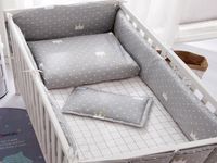 Gray Unisex Baby Cribe Boquing Kit Algodón Baby Supplies Safety Guard Cuna Sembrada de ropa de cama Sapa de la cubierta de la cubierta 2880934