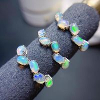 Cluster Rings Yulem Natural Opal Band Кольцо 5-й каменное костюм для женщин Реальное 925 Серебряное серебряное серебристые украшения