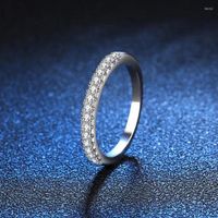 Ringos de cluster 0,22ct d cor anel de eternidade de moissanita para mulheres Platina Platinum S925 Silver Diamond Engagement Pass