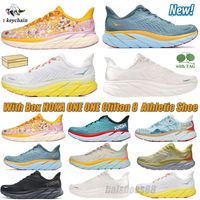 Hoka One Running Shoes Bondi 8 Clifton Athletic Runner Sneakers Hokas Real Teal Black White Mujeres Mujeres Choque con caja