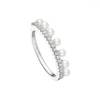 Cluster anneaux baoyocn mode pure 925 jupe argent sterling ourlet perles anneau doigt pave cubique zircone pierres femmes bijoux de luxe de luxe