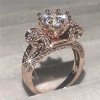 Кластерные кольца сплошное 925 серебро стерлингового серебра для женщин розовое золото ювелирные изделия роскошные лотос цветок 4ct Симулированный бриллиант -обручальный ринг палец