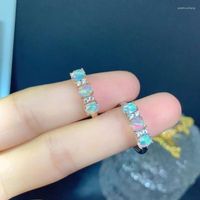 Anelli a grappolo Yulem 4x5mm Opal Natural 3pcs Design semplice matrimonio per donne argento 925 gioielli