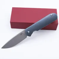 Smke Knives Custom Shamwari Передний флиппер складной нож 3,5 "D2 Blade Blue Anodized Titanium Harder Tactical Tactical Pocket Knife Outdoor Tools