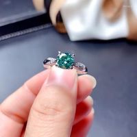 Küme Yüzük Kadınlar 1CT açık yeşil moissanit elmas yüzük parlak kesim 925 gümüş söz eşi evlilik yıldönümü çift teklif