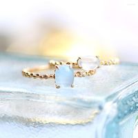 Кластерные кольца Mobuy Полудракарный аквамарин для женщин 925 Серебряное кольцо стерлингового серебряного кольца 10K Золото.
