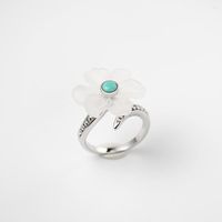 Cluster anneaux miqiao gommage blanc cristal fleur anneau réglable argent en pierre naturelle de mode bijoux 925 anniversaire de mariage à la tendance sterling