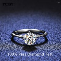 Cluster anneaux yuzbt bambou flash diamant Moisanite ring sterling argent 1 naturel créé en pierre cadeau bijoux