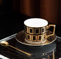 Dise￱ador de lujo American High Sense Coffee Cup Cup Set Vintage Ceramic Restaurant Hotel Tarde T￩ Bone-China Cups