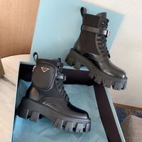 Boots 2023 نساء المصممين أحذية جلدية كبيرة الحجم أحذية الكاحل Martin Monolith Boot Boot Combat Combat Platform Bottom Nylon Bouch مع الأكياس