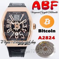 ABF Vanguard Encrypto V45 A2824 Otomatik Erkekler İzle Gül Altın Paslanmaz Kılıf Bitcoins ile Siyah Dial Cüzdan Adresi Deri kayış Süper Sürüm Sonsuzluk Saatleri