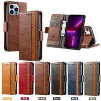 Business Magnetic Leather Wallet Case Magnet Deluxe Flip Cover Credit Credit ID Card Slot pour iPhone 14 13 12 Mini 11 Pro Max XR XS X 8 Plus Samsung S20 S21 S22 Ultra A21S A51 A71