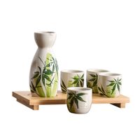 Japanese Ceramic Sake Set Drinkware with 1 Hip Flasks and 4 ...