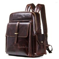 Sırt çantası vintage orijinal deri erkekler büyük kapasiteli çok işlevli erkekler erkek için yüksek kaliteli lüks seyahat çantası