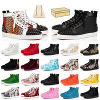 Luxo Bottoms Red Bottoms Sapatos para homens Mulheres tamanho grande EUA 13 sapatos casuais planos sapatos de couro genu￭no t￪nis de panos de fundo de moda moda altos t￪nis de plataforma de topo EUR 36-47