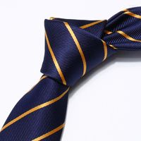 Bow Ties 2022 Brand mode mode hoogwaardige heren 5 cm slanke gouden streep blauw bedrijf stropdas formeel pak nek stropdas voor mannen met cadeaubonist