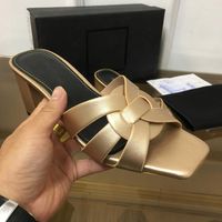 2022 new fashion Sandals Square Heels Slippers Women Weave H...