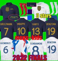 2022 Benzema Mbappe Griezmann Soccer Jersey French Final Kante Pogba Kounde Giroud Guendouzi 23 Home Away Cup Away Maillot de Football Shirt Men Kids Kit