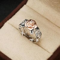 Anelli a grappolo anello a forma di rosa a doppia fiera per donne in stile vintage fiori di colore colore color regali speciali gioielli di moda kar227