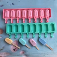Pişirme Kalıpları 8-Bavity Silikon Dondurma Kalıp Elmas Küçük Oval Diy Ev Yapımı Popsicle Tatlı Lolly Maker Yeniden Kullanılabilir Araç