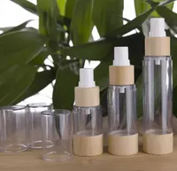 Mode lege doe -het -zelf bamboe cosmetische spray fles doorzichtige plastic mist spuit container parfum essentie pomp vacuümflessen 20/30/50/80/100/120 ml