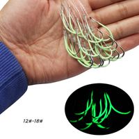 7 Sizes 12#- 18# Luminous Hook With Line High Carbon Steel Ba...