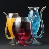 Weingläser kreativer Cocktailglas Whiskey Cup Hitzebeständiges Säure -Saftmilch mit Stroh für Drink Home Party Bar Club