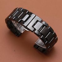 Fashion Ceramic Watch Band Strap Bracelet Butle Buckle Polshorwatchband 14 16 18 19 20 22mm Gepolijste zwarte horlogebanden new2691