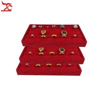 3pcs Red Velvet Small Jewelry Anning Organizador de almacenamiento Bandeja de almacenamiento Case de acumulaciones de pendientes Velvet Caja de almacenamiento de anillo Bandeja265s