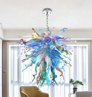 Flur Mehrfarbige Lampen Kristall Handmund geblasenes Glas Murano Kronleuchter 32 x 36 Zoll Luxus -Kronleuchter für El Home Living9316409