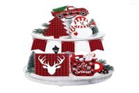 Batalhos conjuntos de ornamentos de bandeja em camadas de natal Sinais de mesa de madeira de inverno para a festa da bancada em casa decoração6752700