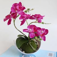Dekorative Blumen Schmetterling Orchidee Bonsai künstliche Blume Weiße Plastik Vase Blumenpot Home Jahr Hochzeit Weihnachtsfeier