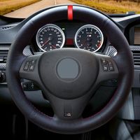 يغطي عجلة القيادة غطاء سيارة جلدي أسود باو سوداء من أجل M Sport M3 E91 E92 E93 E93 E87 E81 E82 E88 X1 E84