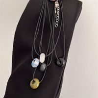 Charker 2022 Retro Opal redonda Colar de contas elegante para mulheres para casais colares jóias de amantes hippie