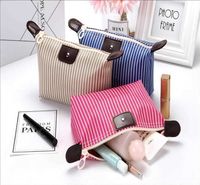 Fashion Large capacity collapsible Striped makeup bag Unisex...