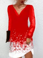 Повседневные платья Рождество для женщин снежный принцип снежный принцип с заснеженным рукавом Мини