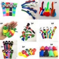 Hand Smoking Pipes Silicone vs Glass Spoon Pipe with Lid Wat...