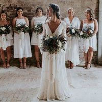 Свадебные платья с богемными загородными платьями с длинным рукавом