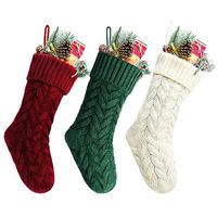 Noel Çorapları Örme 18 inç Burgundy Fildişi Yeşil Sevimli Nötr Kişiselleştirilmiş Toplu Toptan
