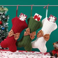 2022 Supplias de Natal decoração de lã malha pingente de natal saco de presente grande com arco