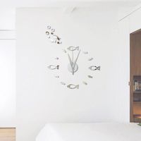 Duvar Saatleri Tasarım Ayna Saat Sticker Seti Güzel 3D Balık Ev Dekor Poster Çıkartmaları Oturma Odası Yatak