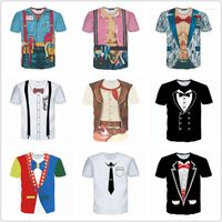 Erkekler Tişörtleri 3d Ceket Takım Desen Sahte T-Shirt Moda Komik Sweatshirts Erkekler Boy'un Kişiselleştirilmiş Günlük Gömlek