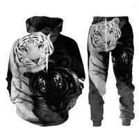 Men' s Tracksuits Streetwear Style 3D Printed Tiger Hood...