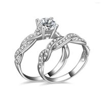 웨딩 반지 쉘 하드 낭만적 인 여성 고급 크리스탈 모조 다이아몬드 약혼 매력 패션 크기 5-9 세트 커플 보석 선물