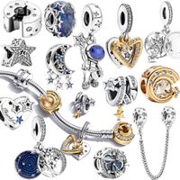 Il nuovo popolare serie 100�5 Sterling Silver Charm Series Flash e Moons Cipant Glass Security Chain Fit Pandora Bracelets Gift Gioielli fai -da -te