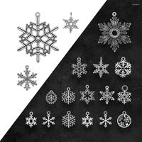 Charms Antique Silver Plated Christmas Snowflake Snow Flower...