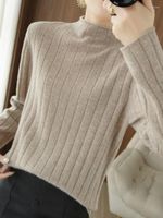 Kadın Sweaters Örme Sweatesr Yarım Belvek Kazak Uzun Kollu Kazak Üstler Kadınlar 2022 Moda Kadın Giysileri Soild Basic